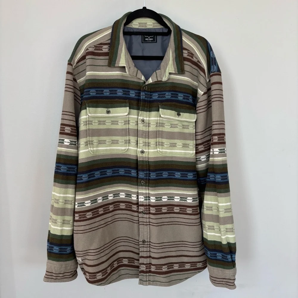 Kimes Ranch Aztec Print Button Front Shacket Shirt‎ Size XXL